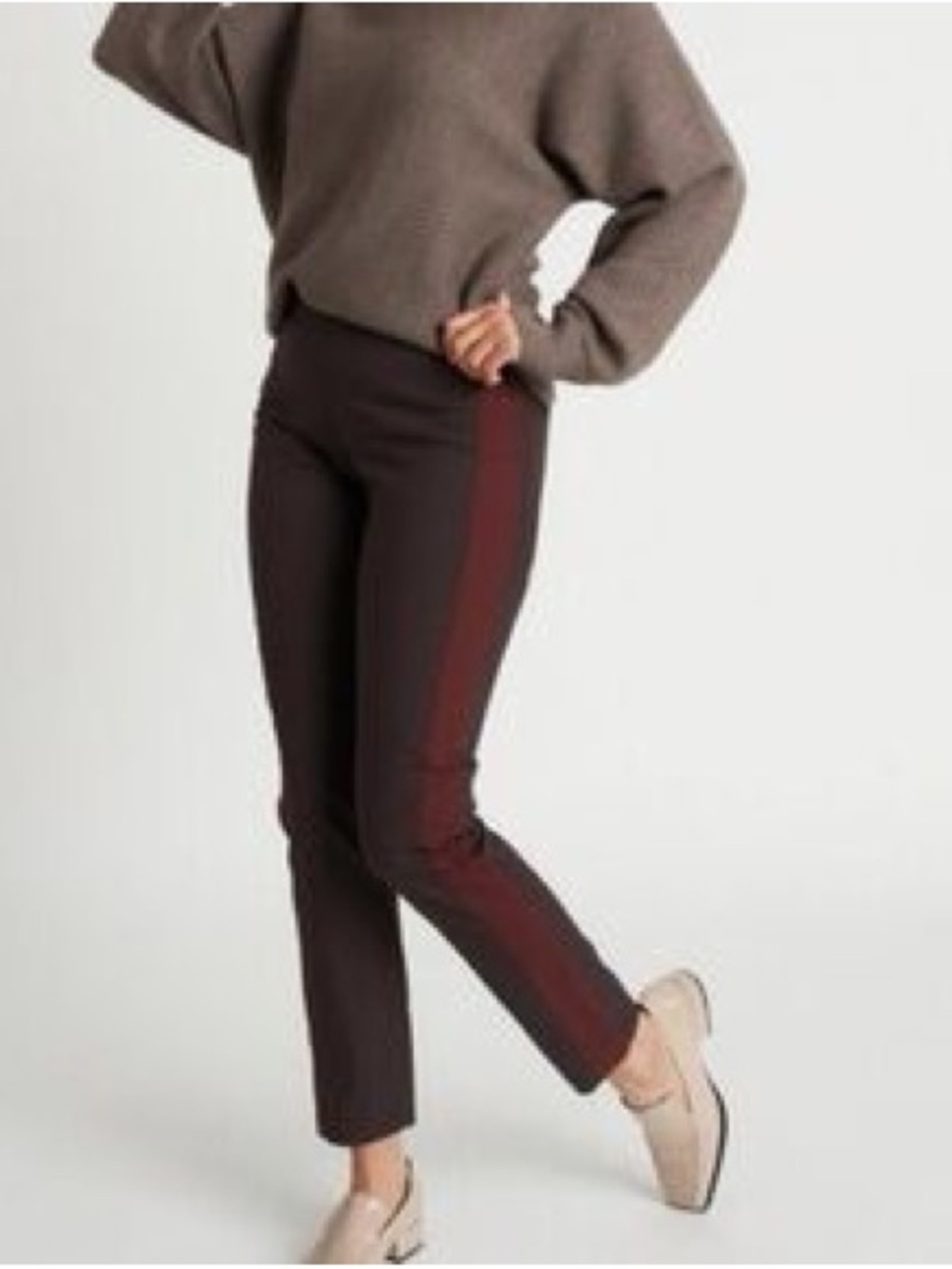 Kit and Ace Slim Ankle Pants with Burgundy Side Stripe